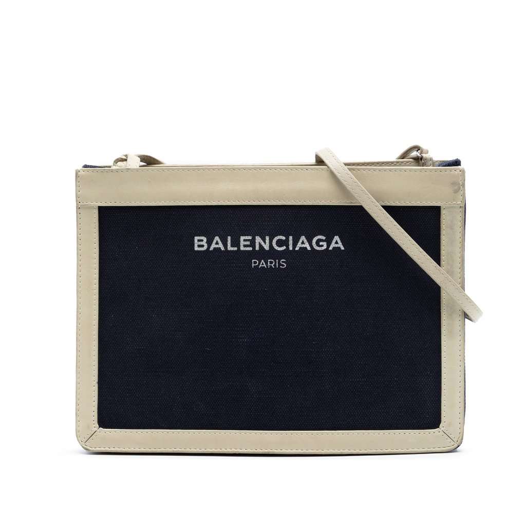Balenciaga Canvas Navy Pochette M Crossbody Black Very good condition - Front View