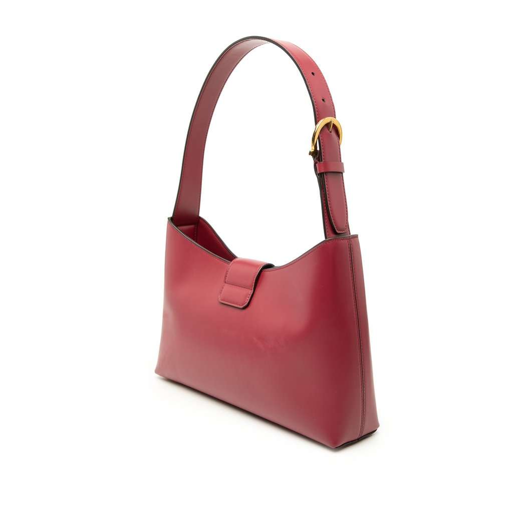 Salvatore Ferragamo Leather Gancini Trifolio Shoulder Bag Red Leather Very good condition - Back View