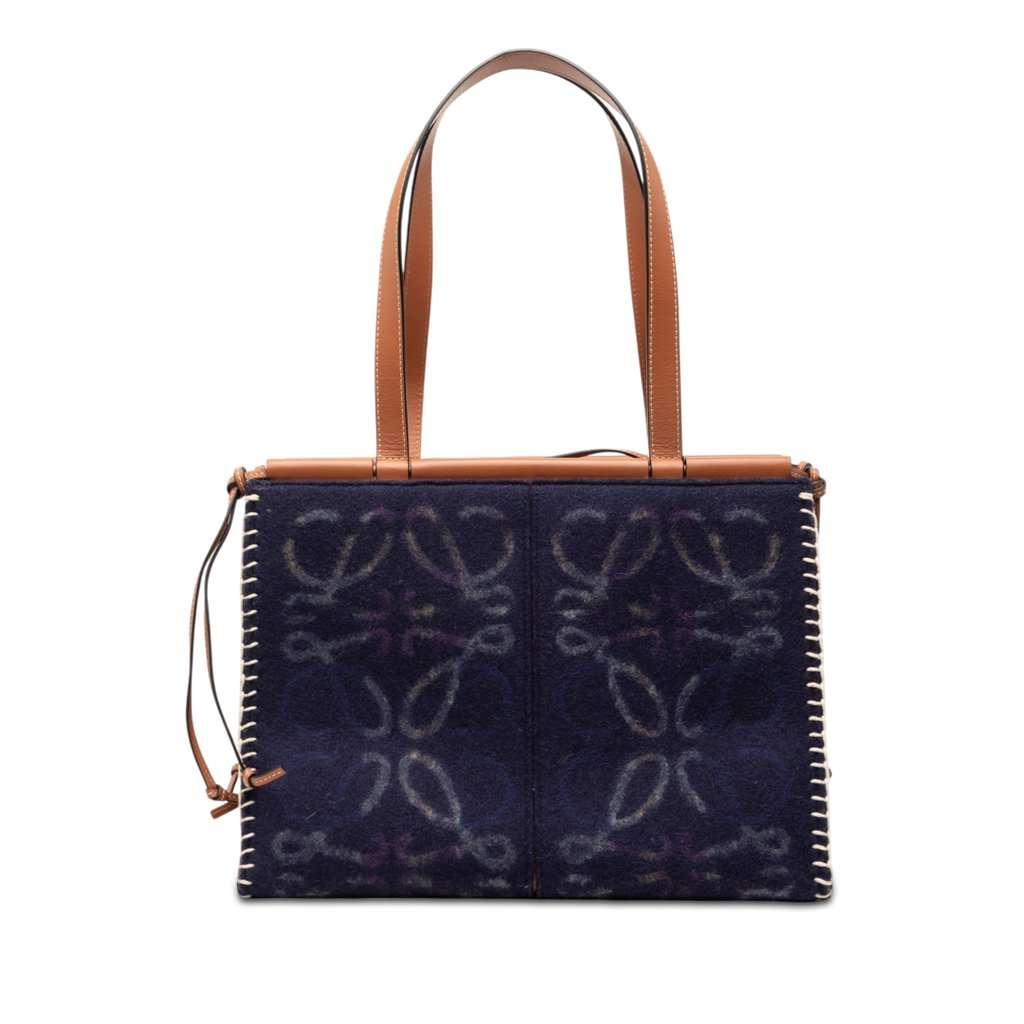 Loewe Medium Anagram Felt Cushion Tote Blue Very good condition - Front View