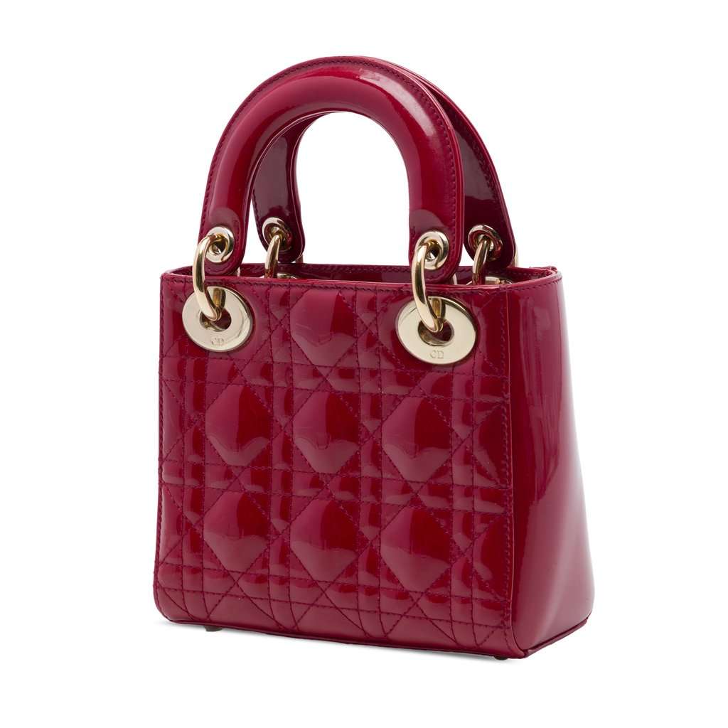 Dior Mini Patent Cannage Lady Dior Red Leather Very good - Back View