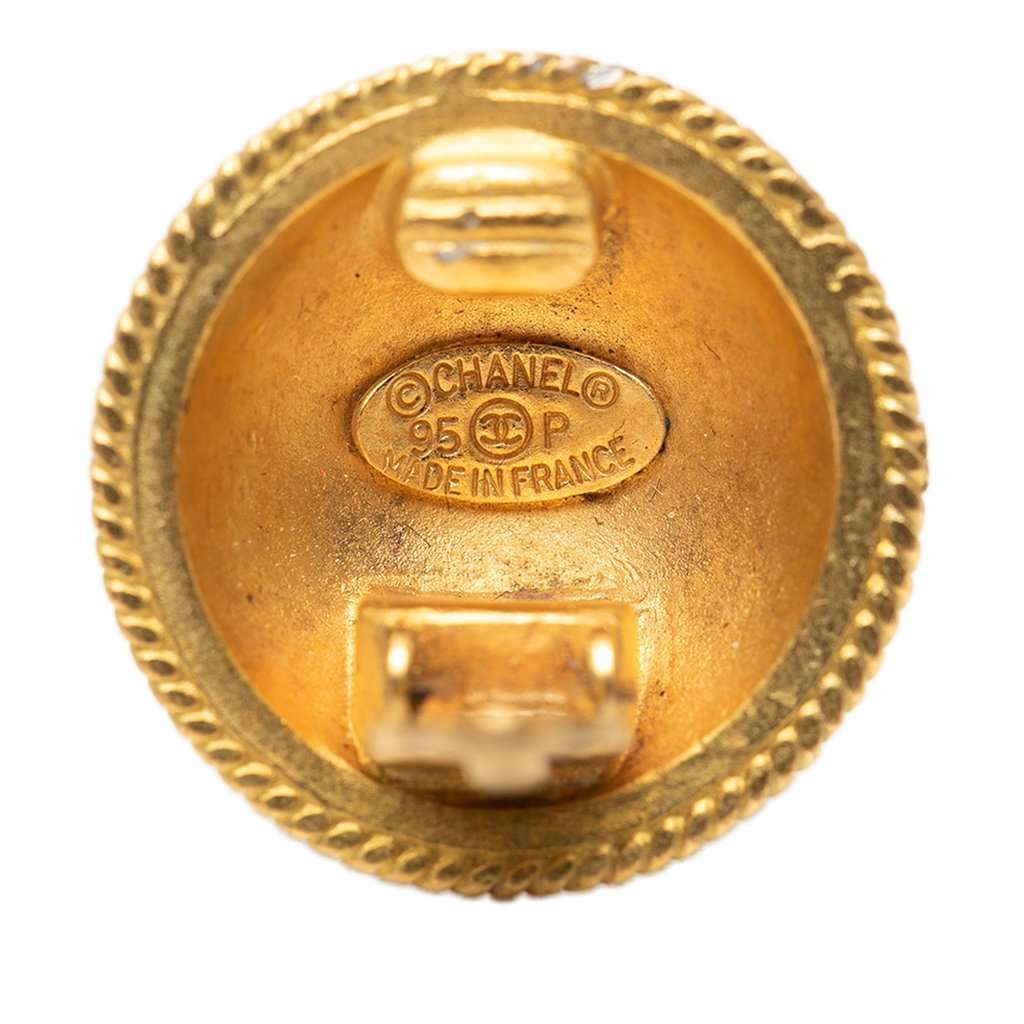 Chanel CC Gold Plated Round Clip On Earrings Gold Metal Very good condition - Inside View