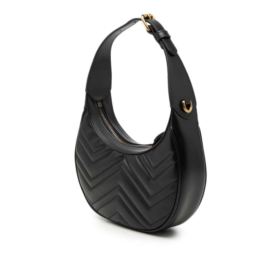 Gucci Mini GG Marmont Half Moon Bag Black Leather Very good condition - Back View