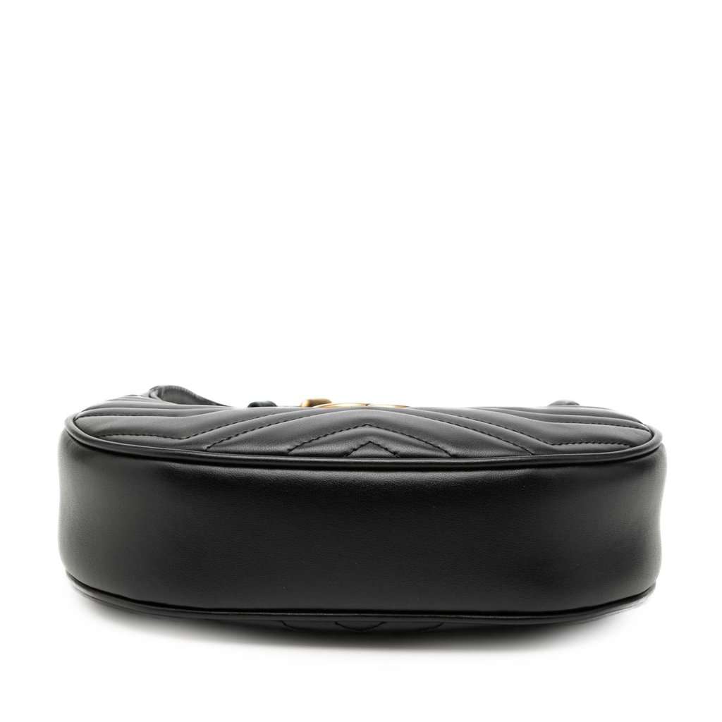 Gucci Mini GG Marmont Half Moon Bag Black Leather Very good condition - Inside View