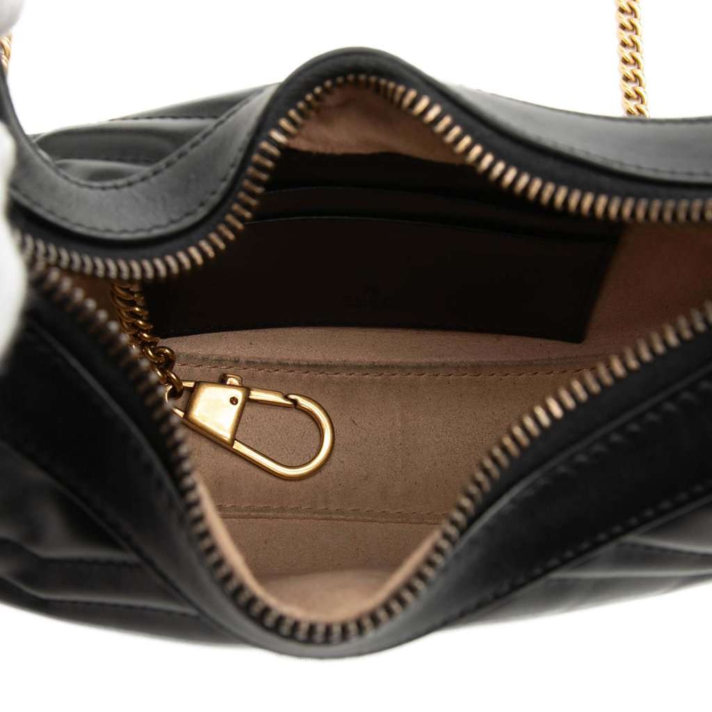 Gucci Mini GG Marmont Half Moon Bag Black Leather Very good condition - Model View