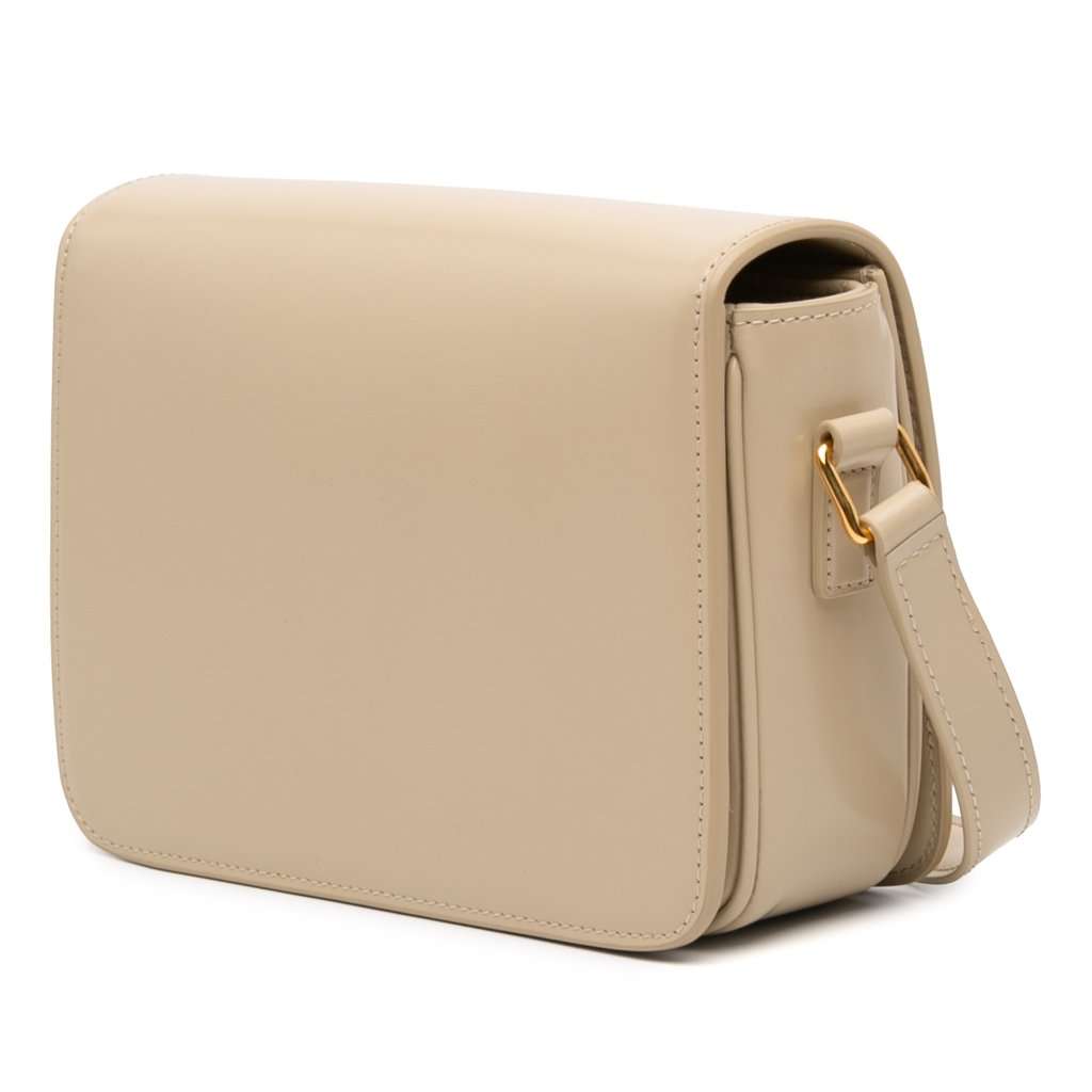 Celine Teen Shiny Calfskin Triomphe Crossbody Beige Leather Very good condition - Back View