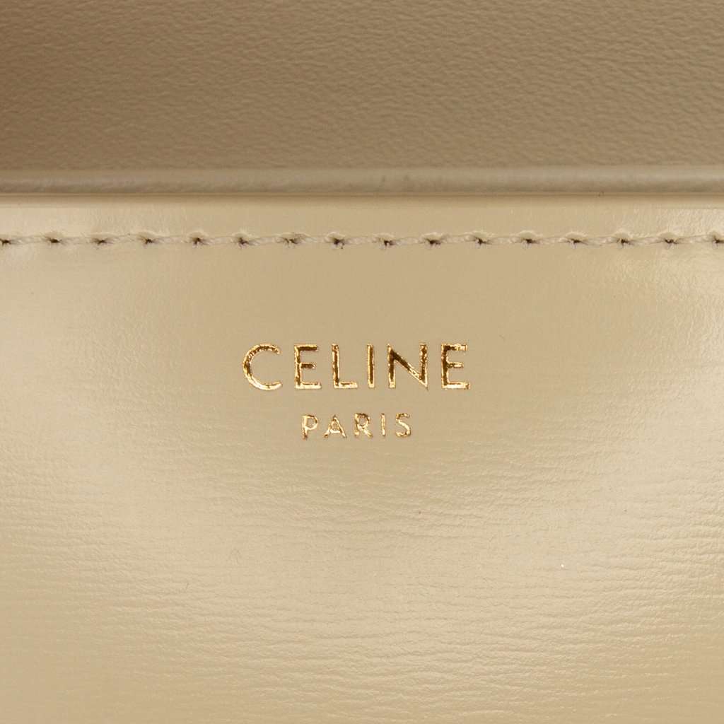 Celine Teen Shiny Calfskin Triomphe Crossbody Beige Leather Very good condition - Box View
