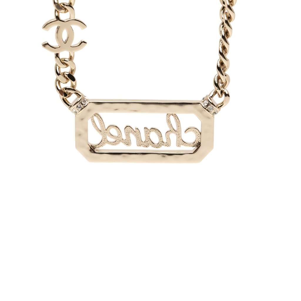 Chanel CC Gold Plated Strass Logo Choker Necklace Gold Metal Very good condition - Inside View