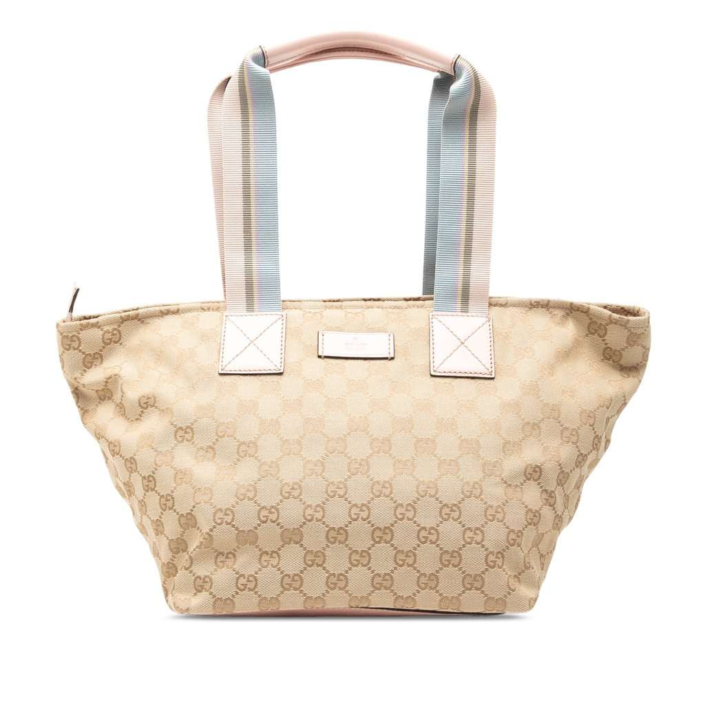 Gucci GG Canvas Web Tote Beige Very good - Front View