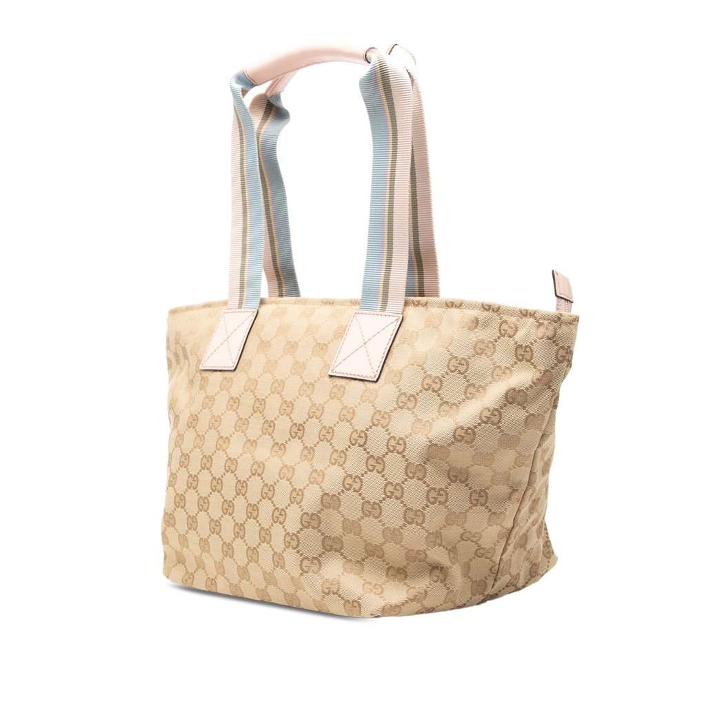 Gucci GG Canvas Web Tote Beige Very good - Back View
