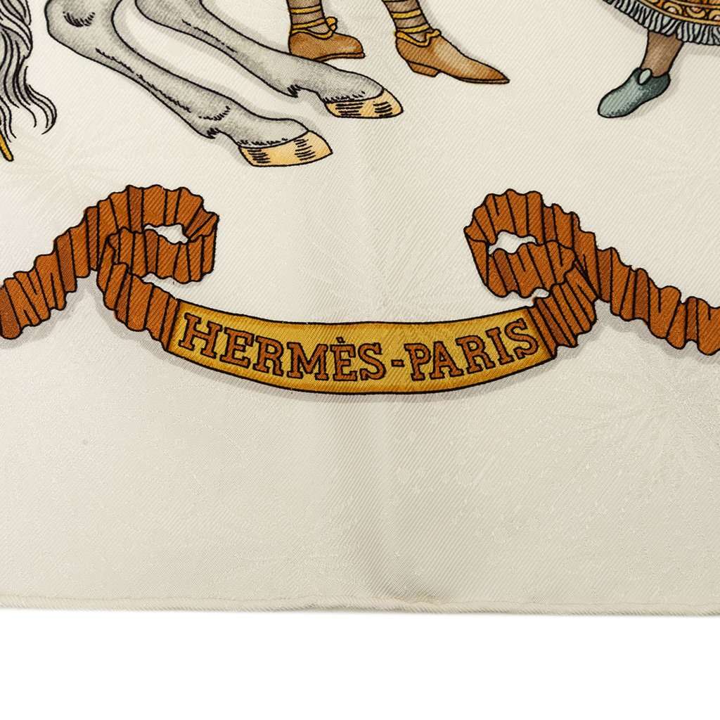 Hermès Les Fetes du Roi Soleil Silk Scarf 90 White Very good - Model View