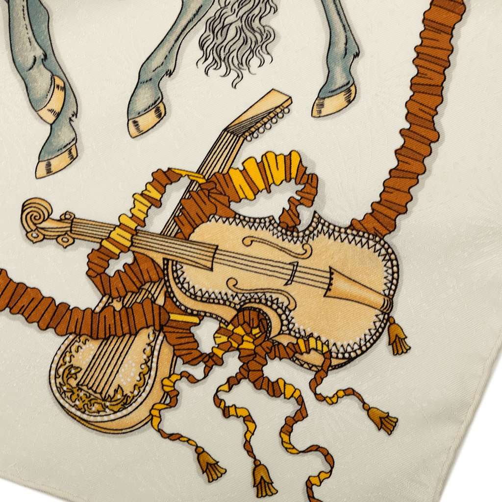 Hermès Les Fetes du Roi Soleil Silk Scarf 90 White Very good - Box View