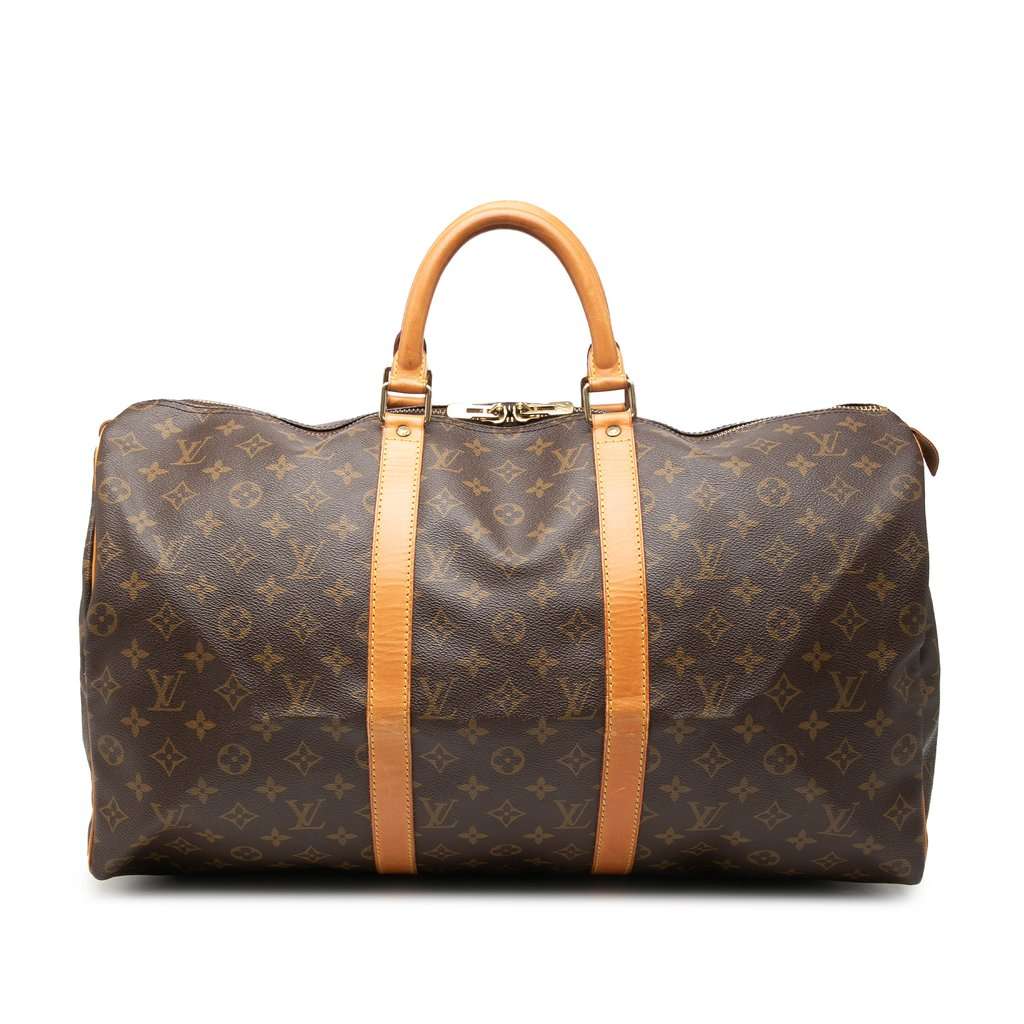 Louis Vuitton Monogram Keepall 50 Brown Good - Front View