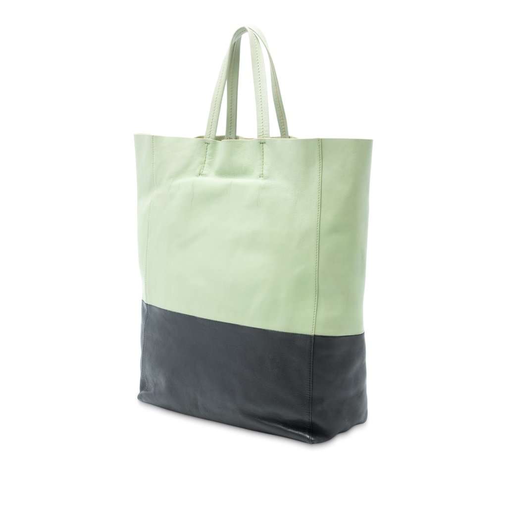 Celine Bicolor Leather Vertical Cabas Tote Green Leather Very good condition - Back View