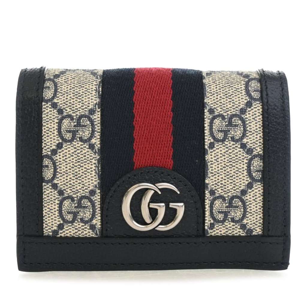 Gucci GG Supreme Web Ophidia Compact Wallet Beige Very good condition - Front View