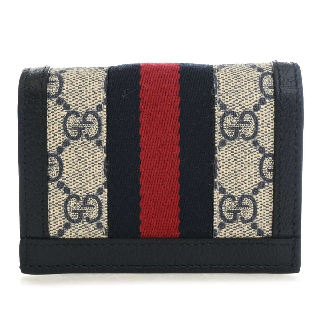 Gucci GG Supreme Web Ophidia Compact Wallet Beige Very good condition - Back View