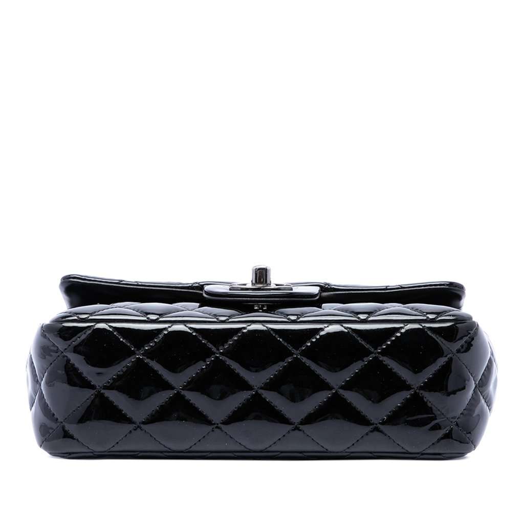 Chanel Mini Rectangular Classic Patent Single Flap Black Leather Very good - Inside View
