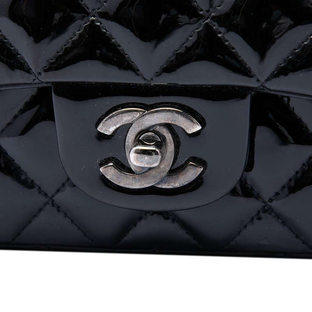 Chanel Mini Rectangular Classic Patent Single Flap Black Leather Very good - Box View
