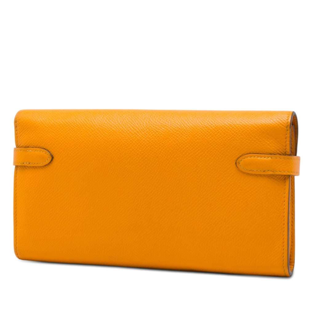 Hermès Epsom Kelly Longue Wallet Orange Leather Very good - Back View