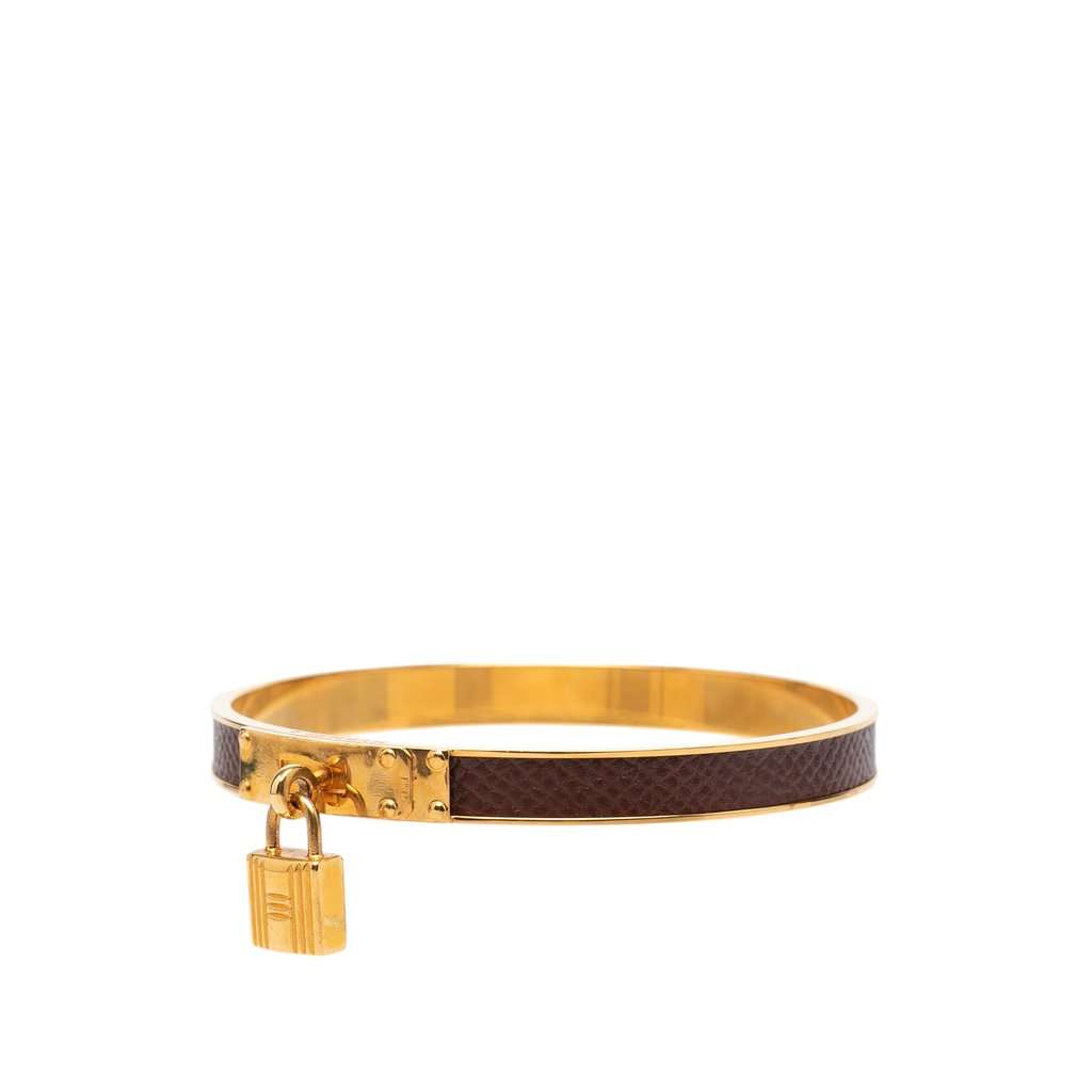 Hermès Gold Plated Epsom Kelly Cadena Lock Bangle Bracelet Gold Metal Very good condition - Back View