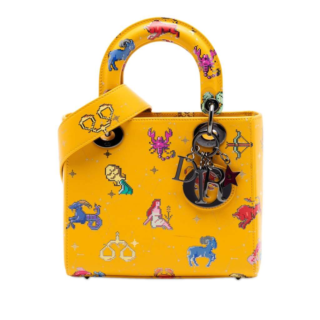 Dior Small Calfskin Pixel Zodiac Lady Dior Yellow Leather Very good - Front View