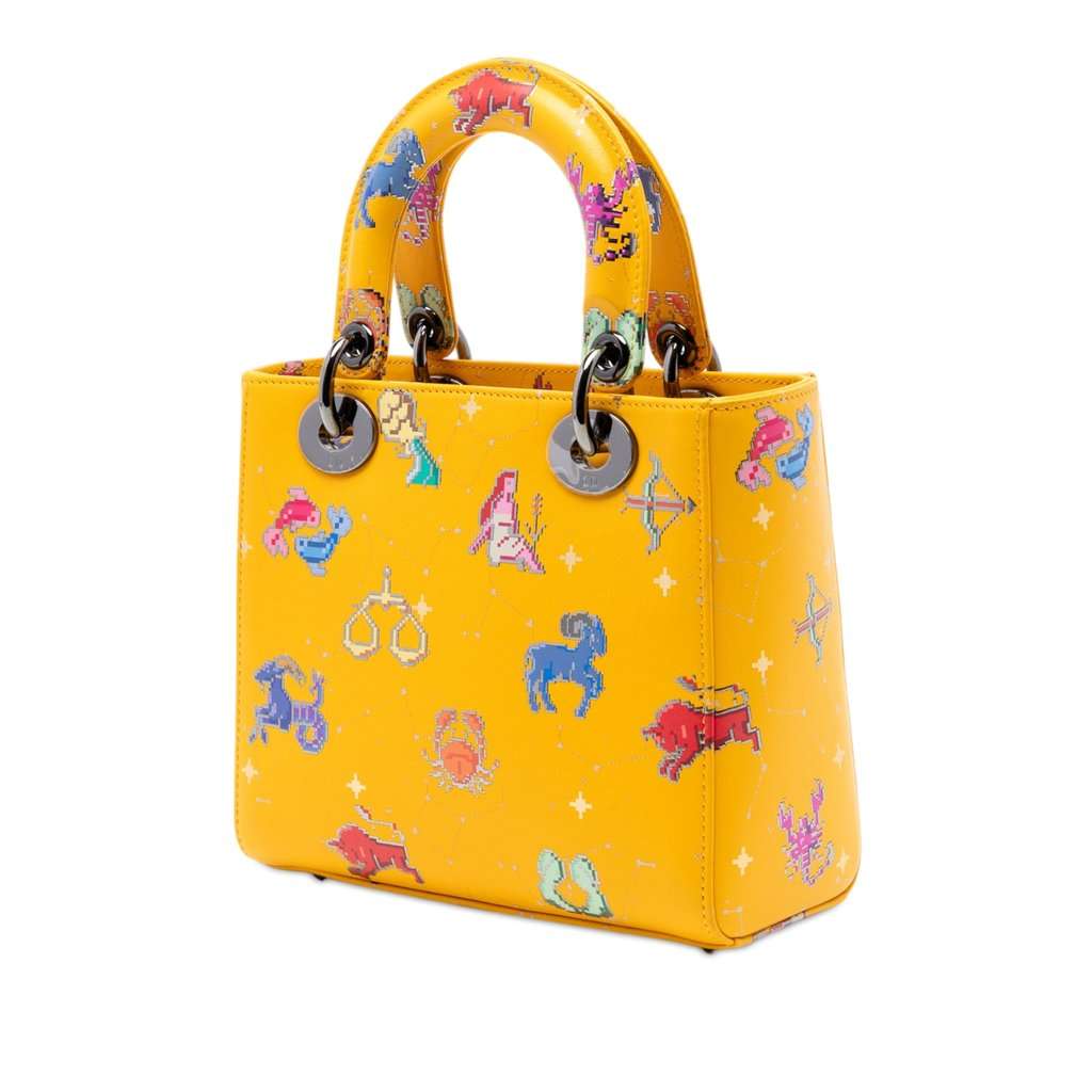 Dior Small Calfskin Pixel Zodiac Lady Dior Yellow Leather Very good - Back View
