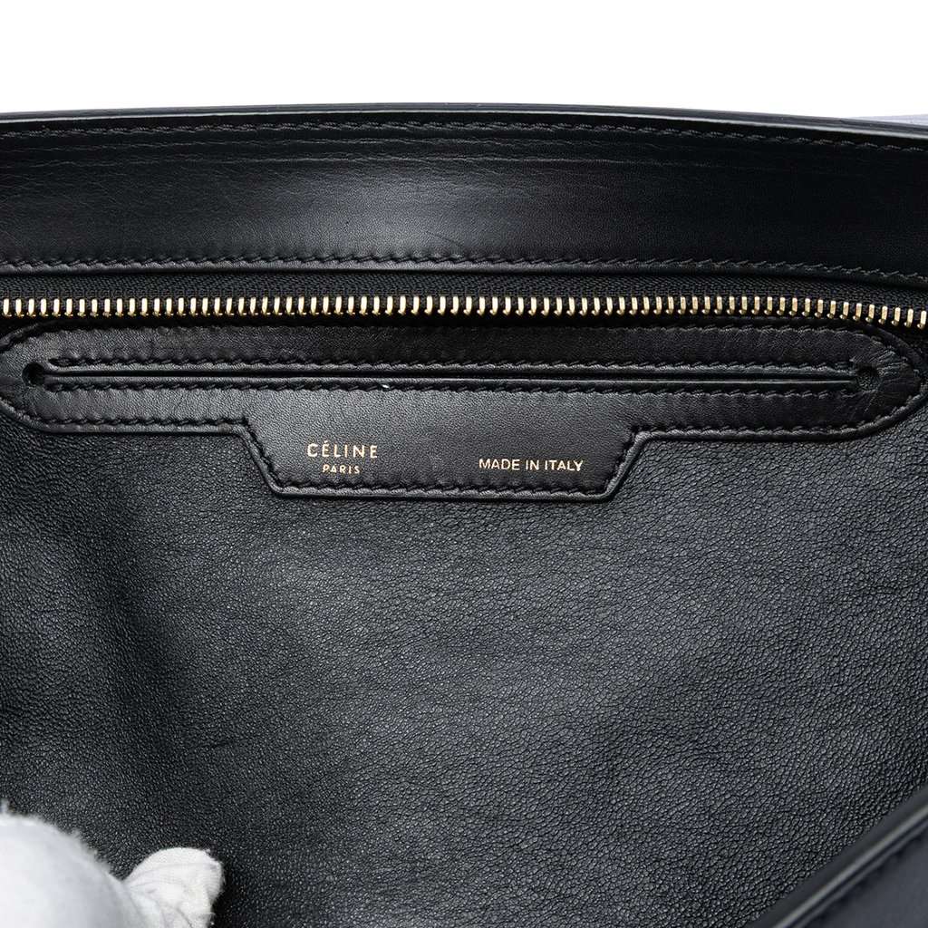 Celine Medium Tricolor Calfskin and Suede Trapeze Satchel Black Leather Very good condition - Box View