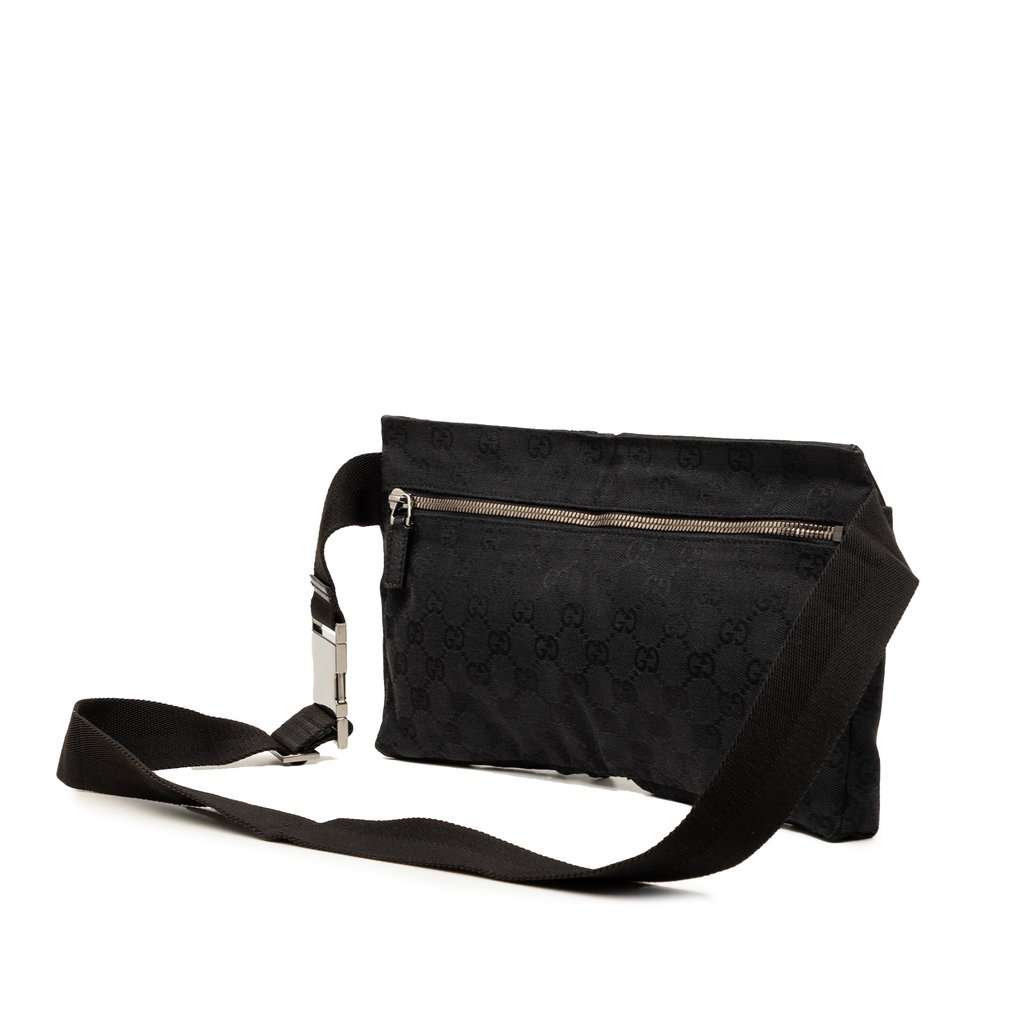 Gucci GG Canvas Double Pocket Belt Bag Black Very good - Back View