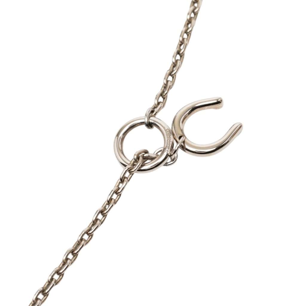 Hermès Palladium Plated Vulcanium Cheval Pendant Necklace Brown Metal Very good condition - Inside View