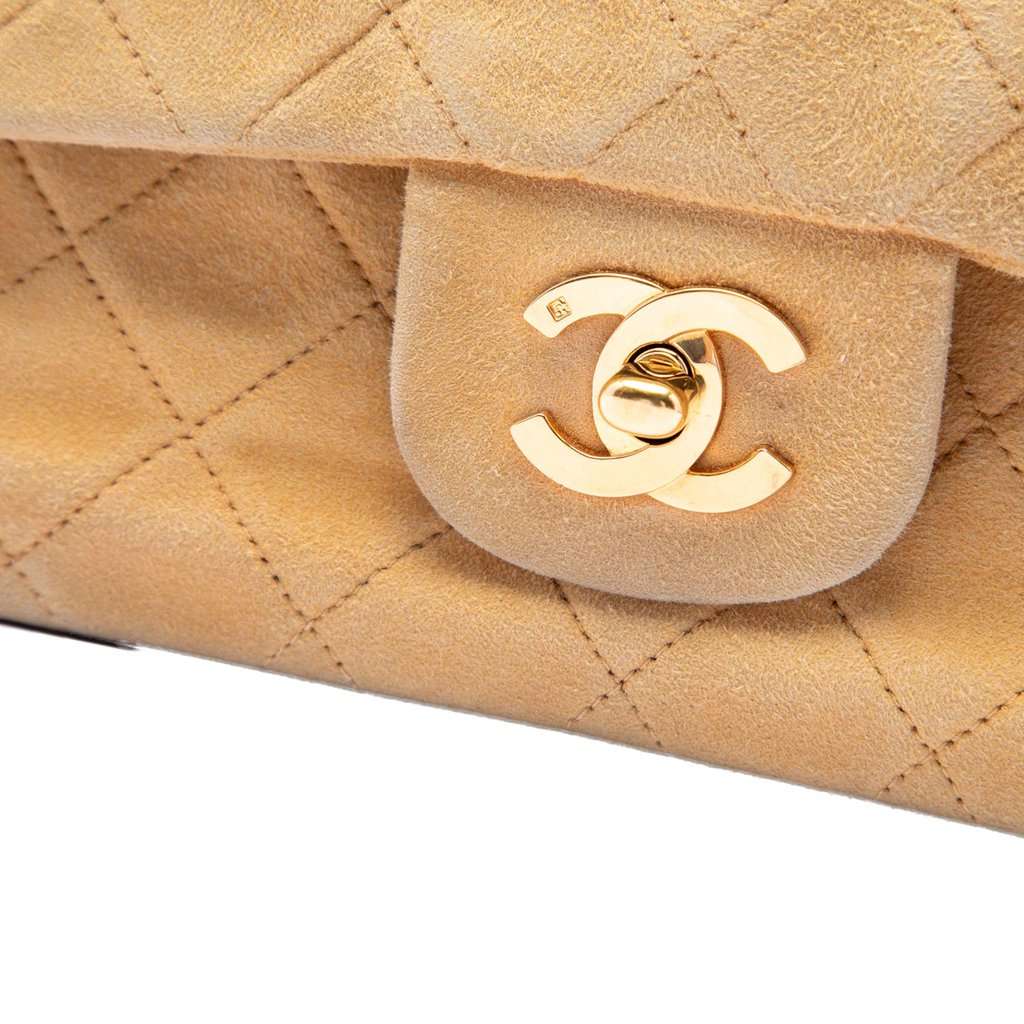 Chanel Small Classic Suede Double Flap Beige Leather Very good - Box View