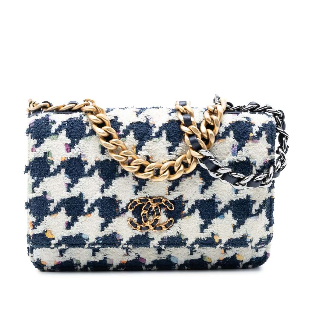 Chanel Tweed 19 Wallet On Chain Blue Very good condition - Front View