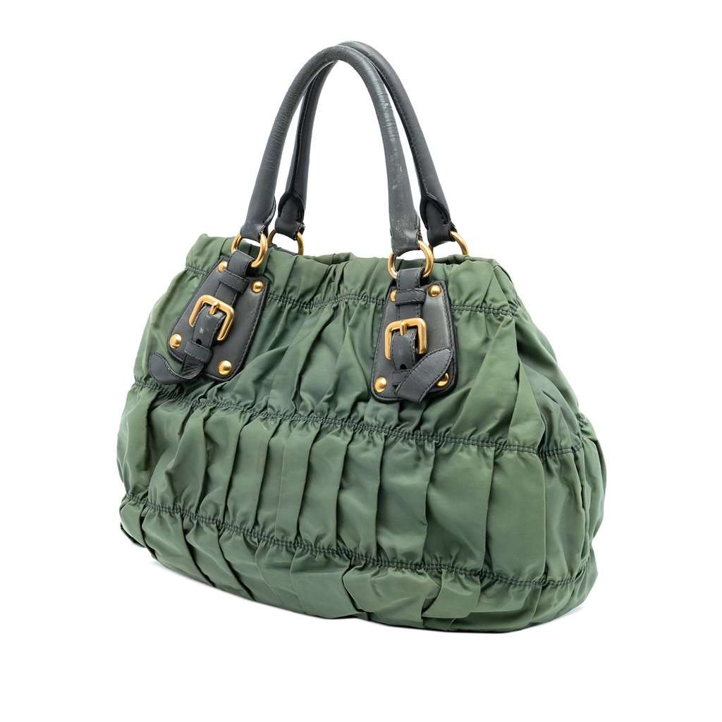 Prada Tessuto Gaufre Tote Green Very good - Back View