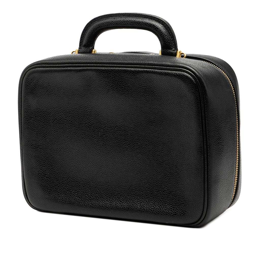 Chanel CC Caviar Vanity Case Black Leather Very good - Back View