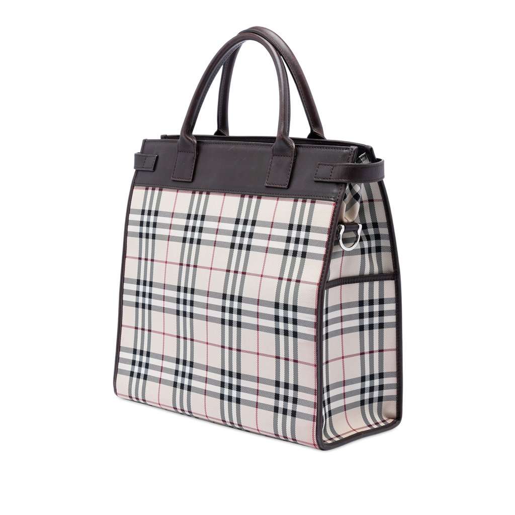 Burberry House Check Canvas Convertible Tote Beige Very good condition - Back View