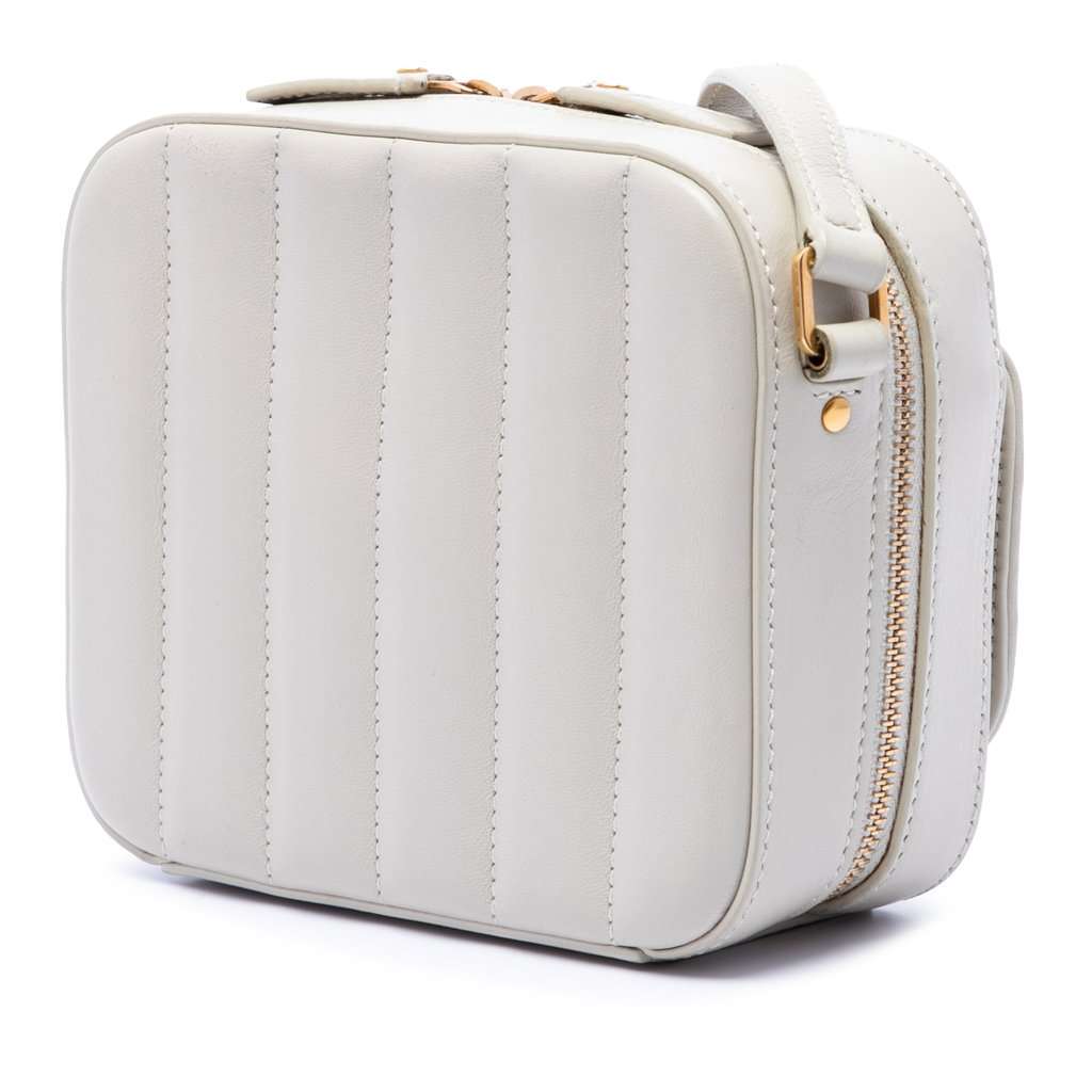 Saint Laurent Toy Quilted Lambskin Vicky Camera Bag White Leather Very good - Back View