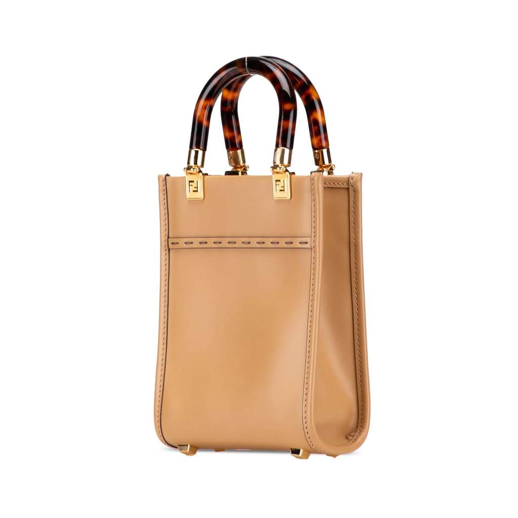 Fendi Mini Leather Sunshine Shopper Tote Brown Leather Very good - Back View