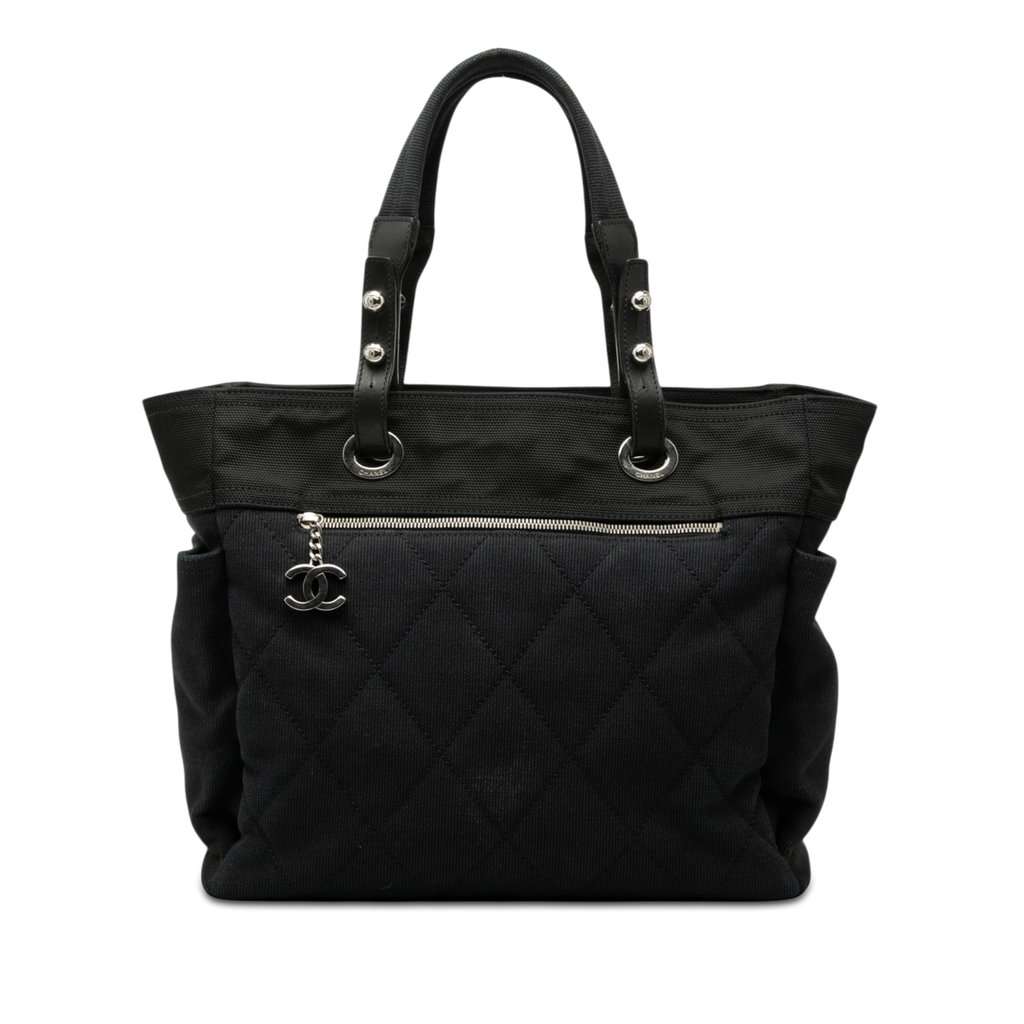 Chanel Large Quilted Canvas Paris Biarritz Tote Blue Very good condition - Front View
