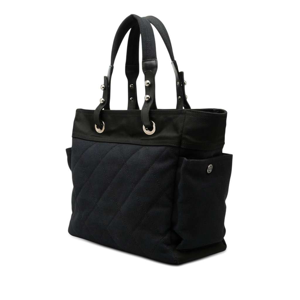 Chanel Large Quilted Canvas Paris Biarritz Tote Blue Very good condition - Back View