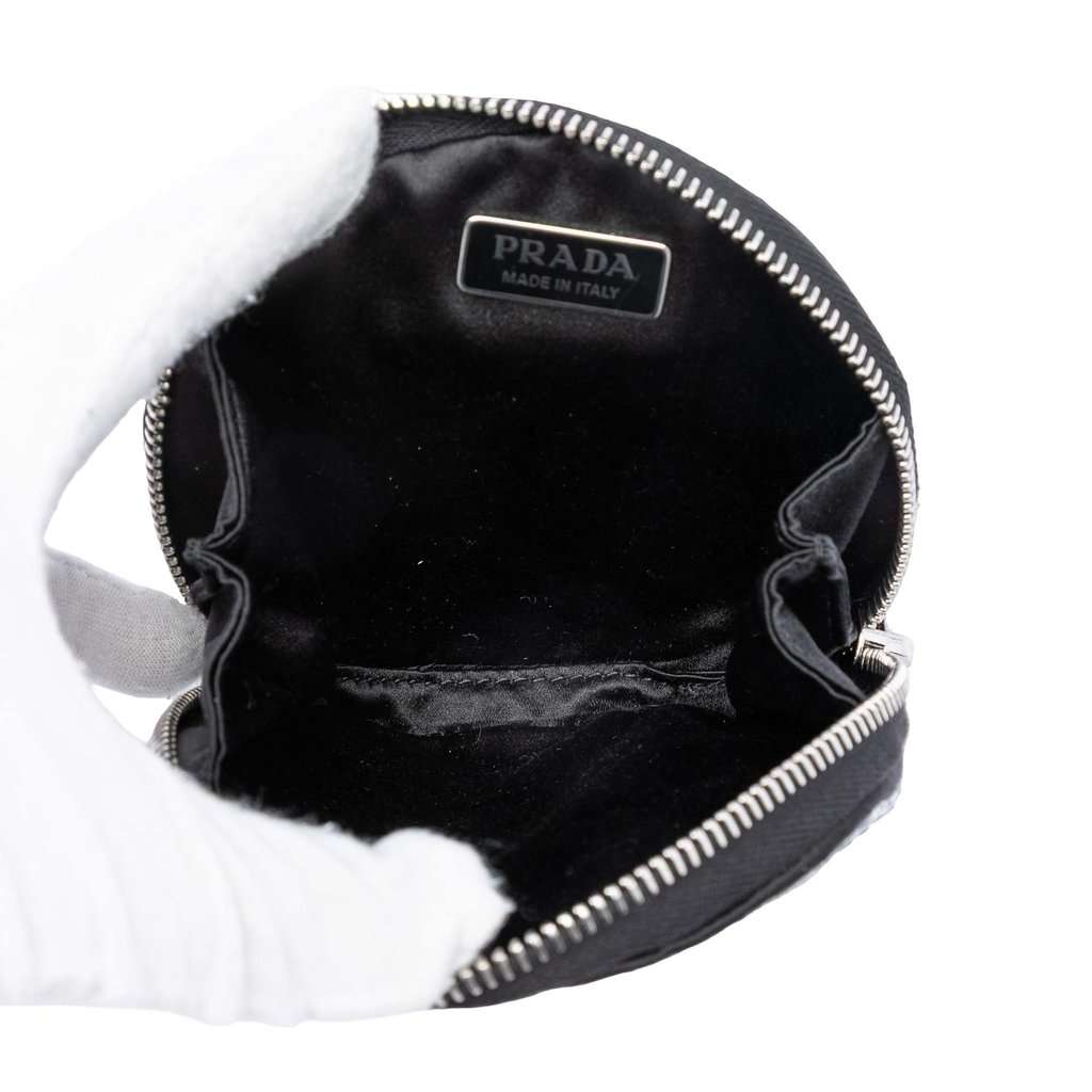 Prada Satin Crystal Round Chain Crossbody Black Very good condition - Model View