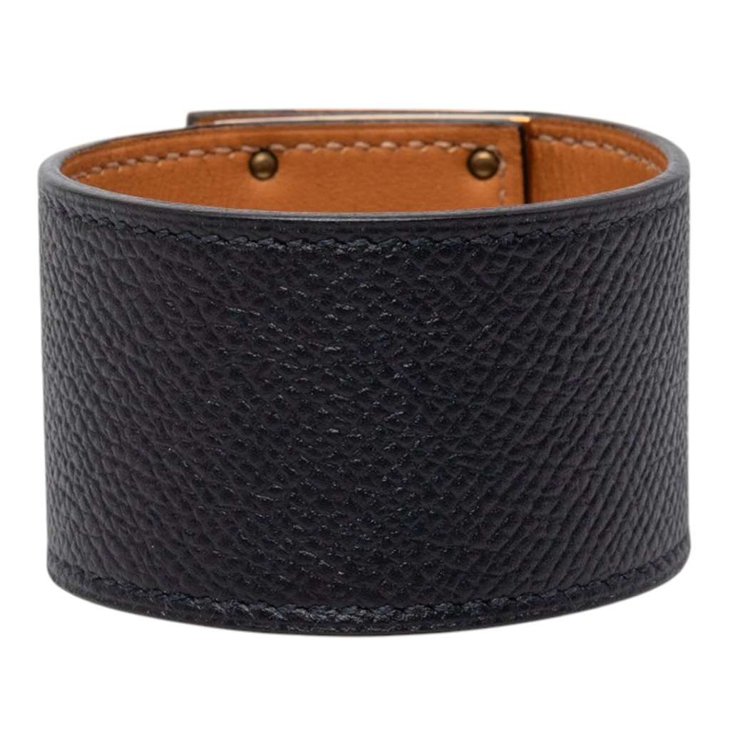 Hermès Epsom and Gold Plated Kelly Extreme Dog Bracelet Black Leather Very good condition - Inside View