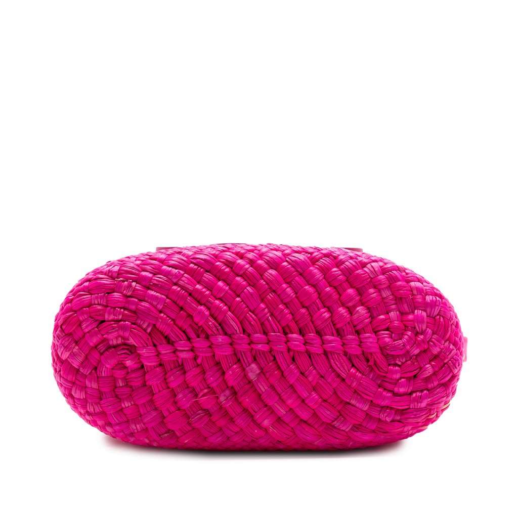 Loewe Paulas Ibiza Raffia Anagram Square Pocket Bucket Bag Pink Very good condition - Inside View