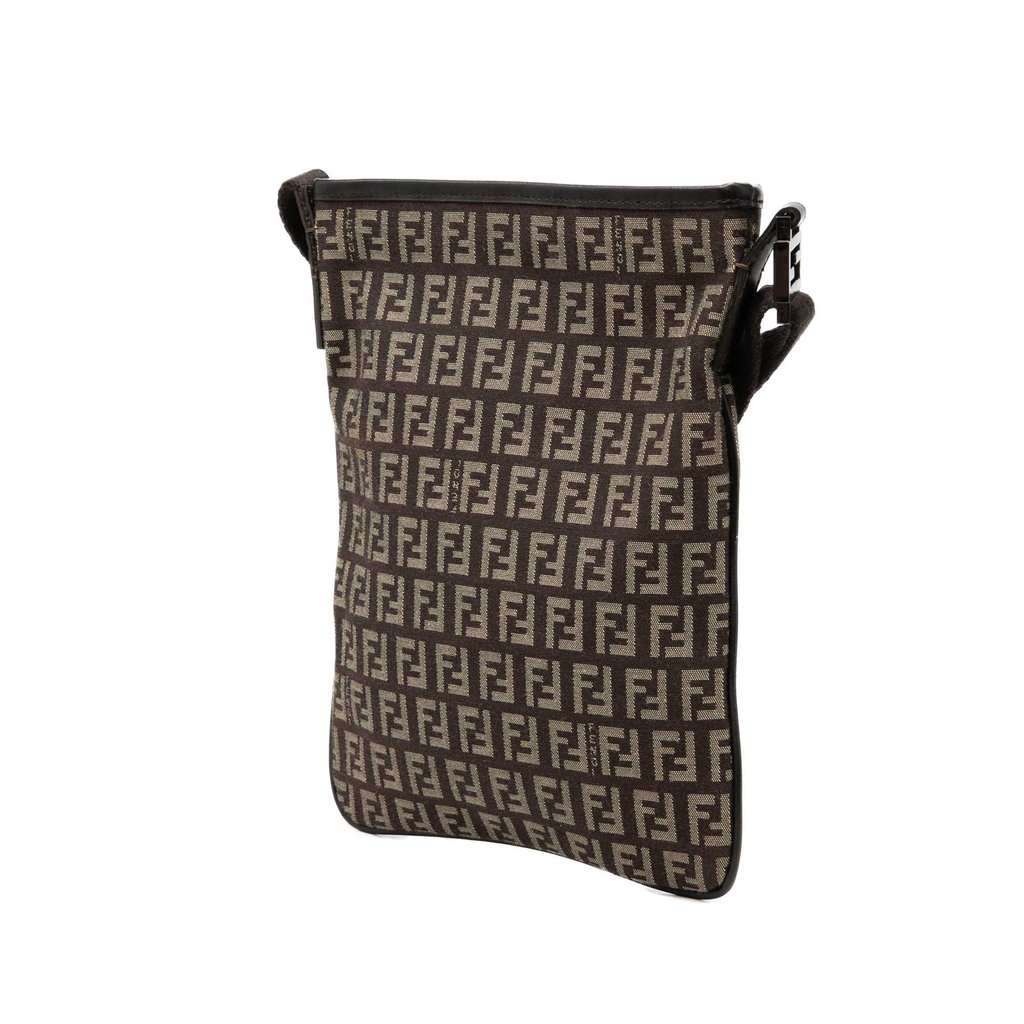 Fendi Zucchino Canvas Crossbody Brown Very good condition - Back View