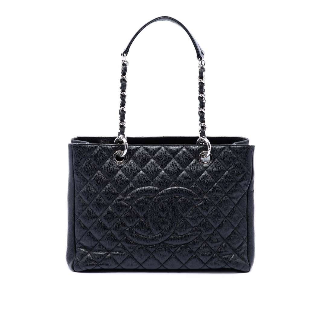 Chanel Caviar Grand Shopping Tote Black Leather Very good condition - Front View