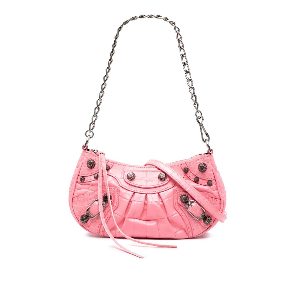 Balenciaga Mini Embossed Leather Motocross Le Cagole Pink Leather Very good - Front View