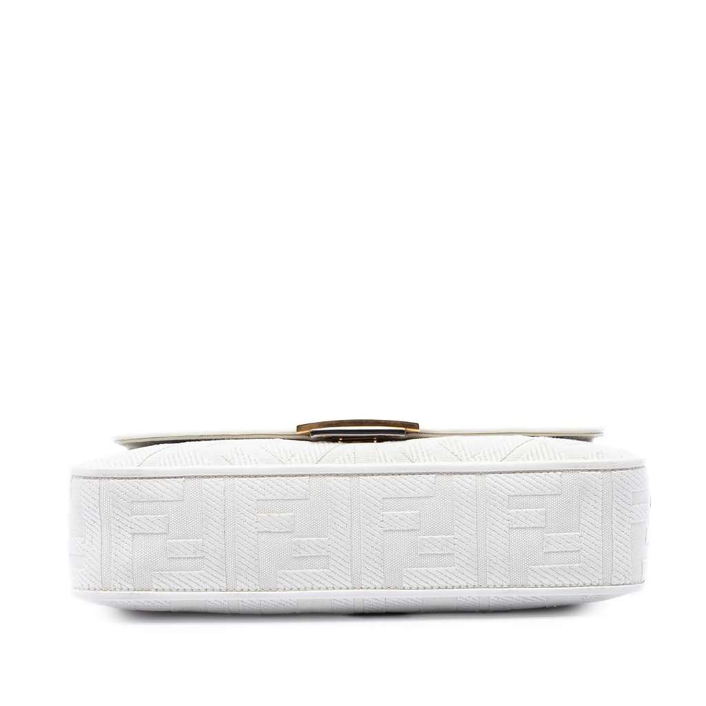Fendi Zucca Embroidered Canvas Baguette Satchel White Very good condition - Inside View