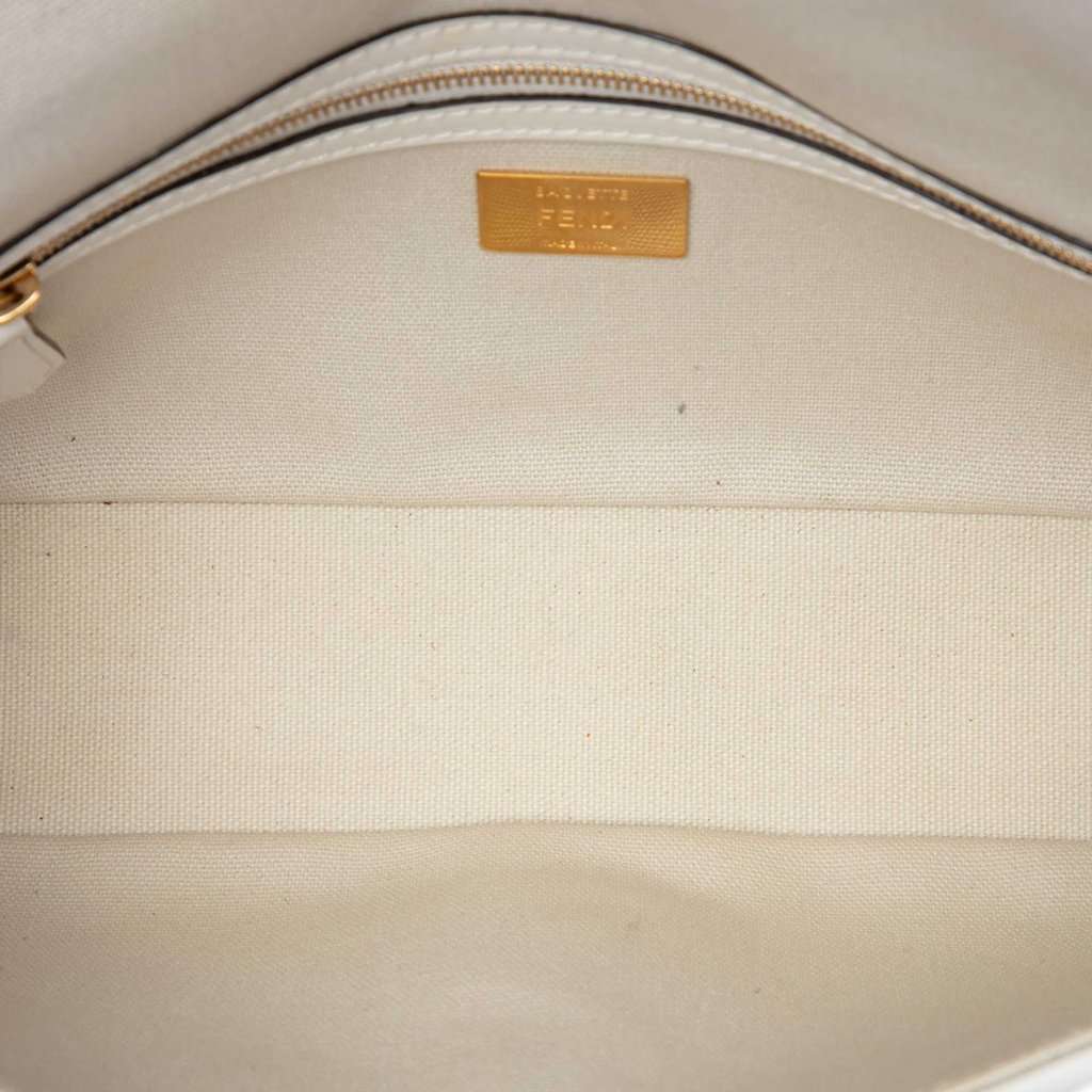 Fendi Zucca Embroidered Canvas Baguette Satchel White Very good condition - Model View