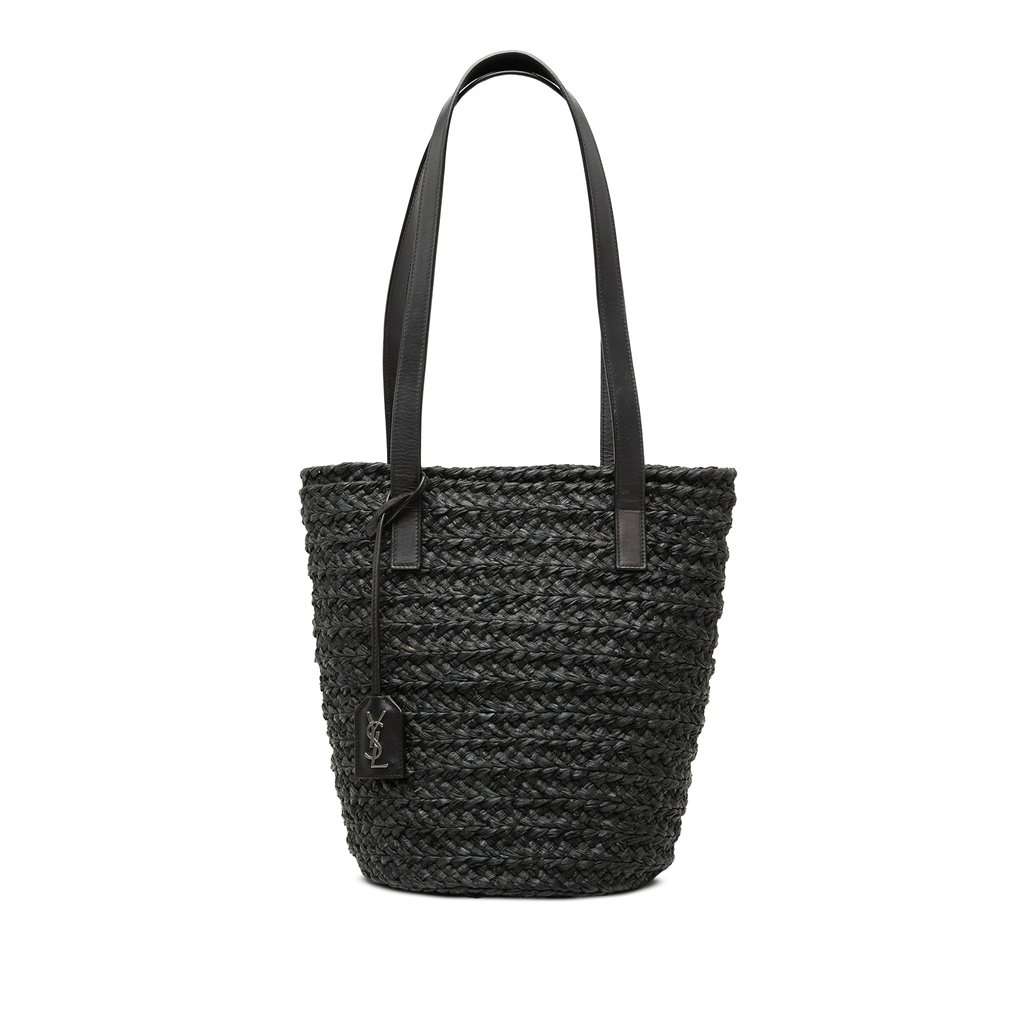 Saint Laurent Small Raffia Panier Tote Black Very good condition - Front View
