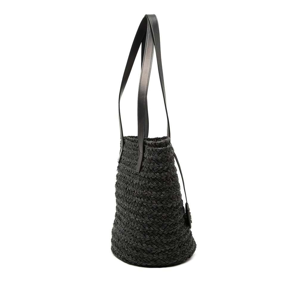 Saint Laurent Small Raffia Panier Tote Black Very good condition - Back View