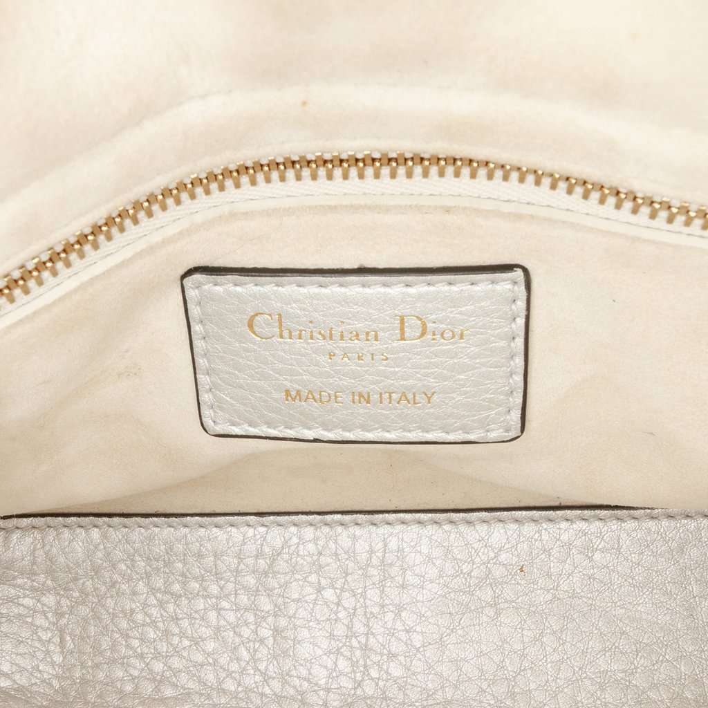 Dior Mini Metallic Grained Calfskin Cannage Lady Dior Silver Leather Very good - Box View