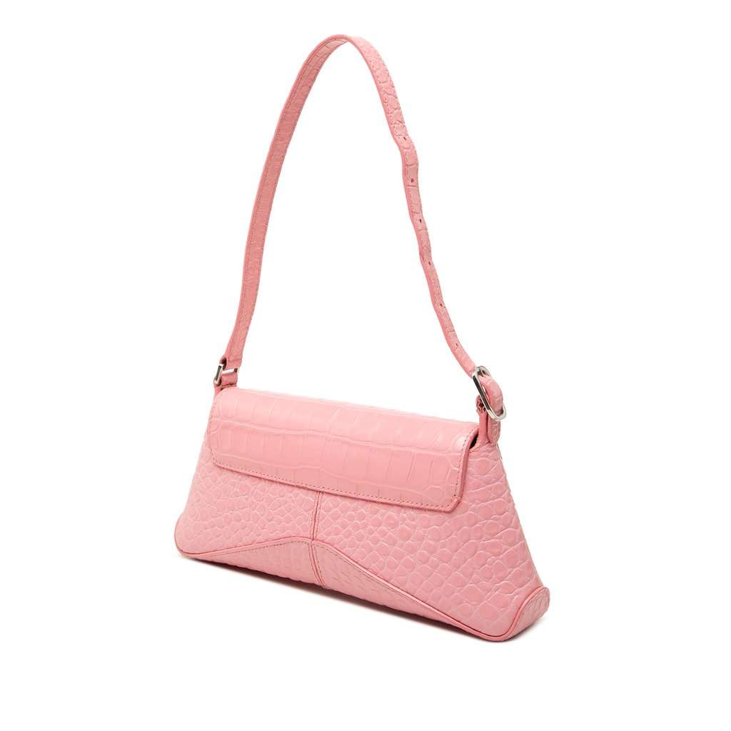 Balenciaga Small Croc Embossed Leather XX Flap Pink Leather Very good - Back View