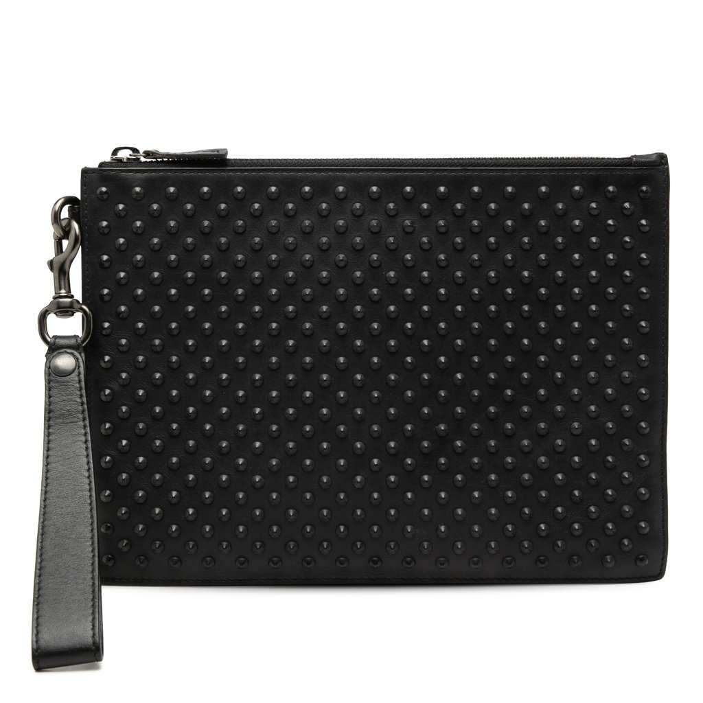 Gucci Studded Calfskin Clutch Black Leather Very good condition - Front View